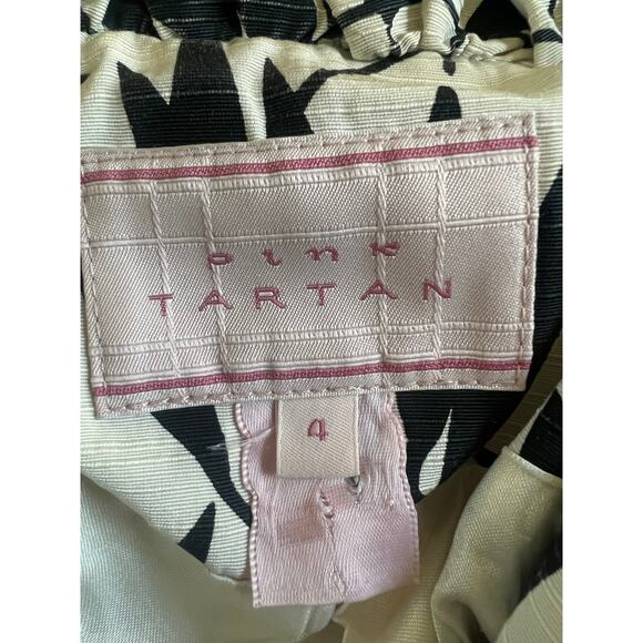 Pink Tartan White And Black Tropical Button Up Blazer Size 4 - Picture 3 of 3